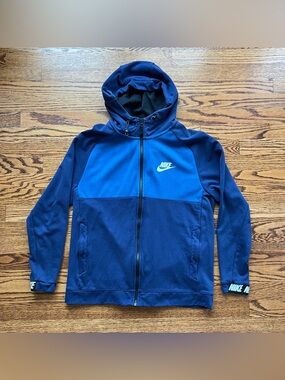 Nike Two-Tone Navy and Royal Blue Fleece Zip Hoodie